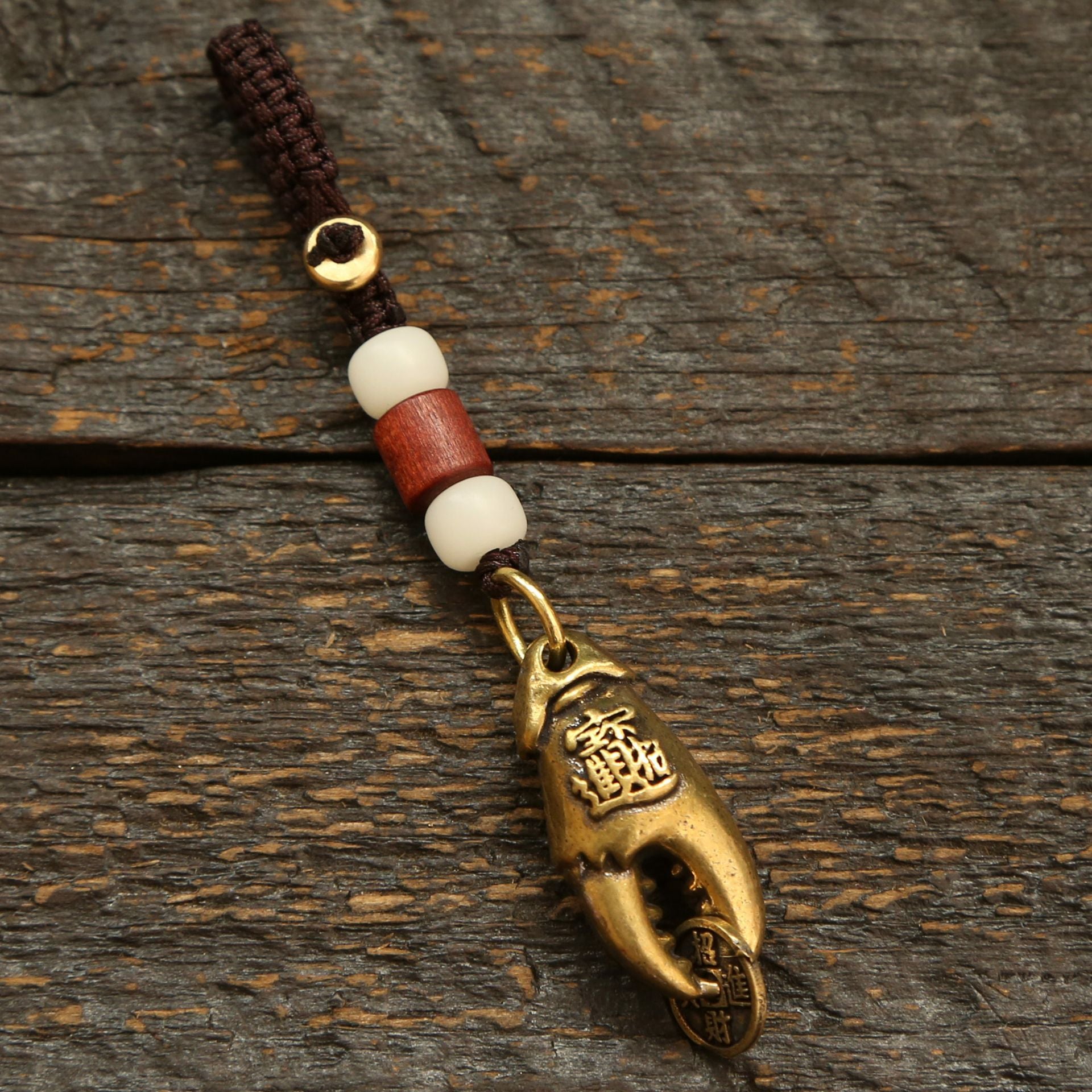 Wholesale Brass Crab Pliers with Five Emperor Coins Keychain